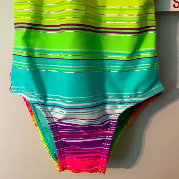 NWT! Rainbow Stripe Bathing Suit! Size 4 - Picture 3 of 5